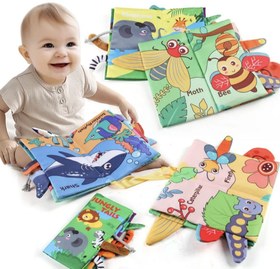 تصویر کتاب پارچه ای دم دار کودک دارای سوت و دندانگیر 