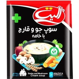 تصویر سوپ جو و قارچ با خامه نیمه آماده الیت. سوپ نیمه آماده جو و قارچ با خامه. سوپ الیت.80 گرم. مناسب 4 نفر 