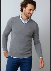 تصویر پلیور بافت مردانه اورجینال برند یو اس پلو (u.s.polo) سایز s رنگ طوسی یقه هفت 