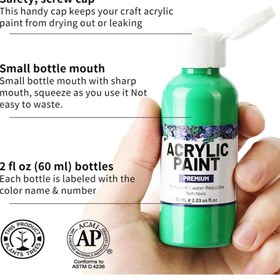 تصویر ست رنگ آکریلیک ۲۴ رنگ زنده برند taizz ventures Acrylic Paint Set, 24 Vibrant Colors 2.0 fl oz Bottles, Non-Toxic Art Paint with 12 Brush Set for Canvas, Wood, Ceramic, Rock Pa