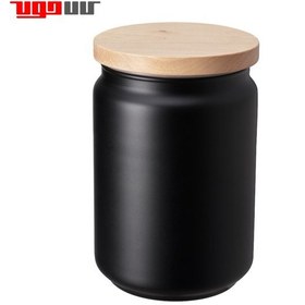 تصویر شیشه درب دار مشکی 1.1 لیتر ایکیا مدل IKEA EKLATERA IKEA EKLATERA jar with lid black 1.1 l