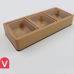 تصویر باکس پذیرایی چوبی درب دار سه خانه چوب راش 