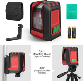 تصویر متر لیزری Michark خود تراز پرتو سبز افقی و عمودی 30 متری با پایه مغناطیسی قابل چرخش 