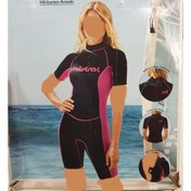 تصویر (وتسوت) لباس غواصی و ورزش های آبی ۳ میل Mistral مشکی و صورتی نیم تنه زنانه Neoprene wetsuit