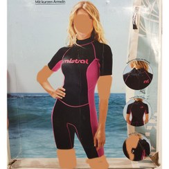 تصویر (وتسوت) لباس غواصی و ورزش های آبی ۳ میل Mistral مشکی و صورتی نیم تنه زنانه ا Neoprene wetsuit Neoprene wetsuit
