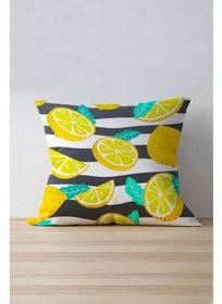 تصویر روکش بالشت دوطرفه چاپی به رنگ زرد لیمویی و سبز 913-Ct برند cango home Double Sided Printed Lemon Yellow Green Pillow Cushion Cover 913-Ct