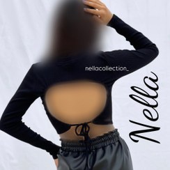 تصویر بلوز آستین بلند پشت گرد 