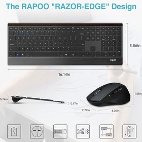 تصویر کیبورد و موس بی سیم رپو مدل 9500M Rapoo 9500M Multi-mode Wireless Keyboard and Mouse