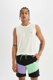 تصویر DeFactoFit Regular Fit Baskılı Esnek Dokulu Kısa Boy Deniz Şortu B5998AX24HS 