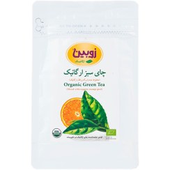 تصویر چای سبز با برگ پرتقال ارگانیک 100 گرم زوبین Zubin organic green tea with orange peel 100g