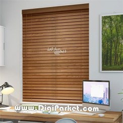 تصویر پرده کرکره چوبی رنگ گردویی ۵ سانتیمتری کد ۶۰۹ 