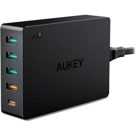 تصویر شارژر آکی مدل PA-Y23 همراه با کابل 3 پین Aukey PA-Y23 PD QC3.0 USB/Type-C Charger With 3 Pin Cable