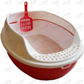 تصویر ظرف خاک گربه به همراه بیلچه و سینی جدا کننده کد 2412 Cat litter box with scoop