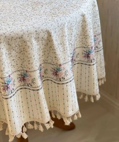 تصویر رومیزی ضد لک مخمل کوبیده - گِرد tablecloth