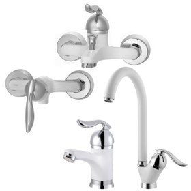 تصویر ست شیرآلات پادرا مدل گاما سفید Padra faucet set, Gamma model, white