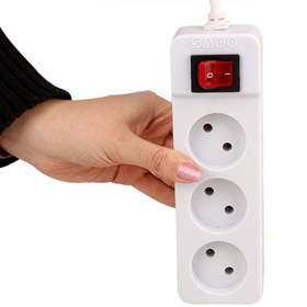 تصویر چند راهی 3 خانه برق ساکو با کابل 5 متری 1143110 Saco 1143110 5m 3 Way Power Strip