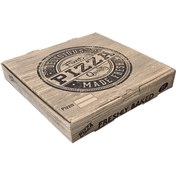 تصویر جعبه پیتزا سایز 24 مقوای سه لایه ای فلوت طاقدیس برند جلوه آفتاب ایرانیان طرح چوب بسته 100 عددی 