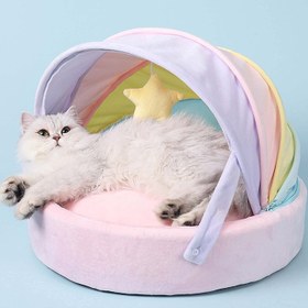 تصویر تخت بالشتک گربه رنگین کمان ( قابل جابجایی و شستشو ) برند : WYUE کد : SM 614 ا Rainbow cat pillow bed (removable and washable) Brand: WYUE Code: SM 614 Rainbow cat pillow bed (removable and washable) Brand: WYUE Code: SM 614