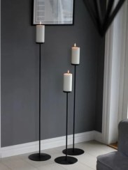 تصویر شمعدان کنارسالنی فلزی - مشکی 