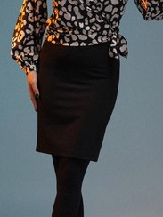 تصویر دامن زنانه کوتاه کرپ مازراتی زیپ مخفی ساده کلاسیک هیوان 