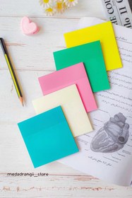 تصویر استیک نوت شفاف رنگی ۵۰ برگ مربعی 