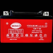 تصویر باتری موتور سیکلت ۷ آمپر پهن کوتاه BYENO و SESCO Sesco