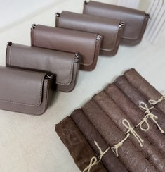 تصویر ست کیف و شال دخترانه توری طرحدار قهوه ای 