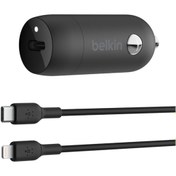 تصویر شارژر فندکی بلکین مدل CCA004bt توان 30 وات Belkin CCA004bt 30W Car Charger