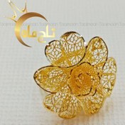 تصویر انگشتر طلا ۱۸ عیار گل توری تاج ماه 