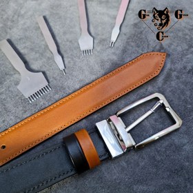 تصویر کمربند سه لایه چرمی مردانه با سگک چرخشی - 1 Men's belt