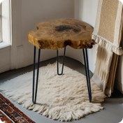 تصویر میز عسلی روستیک چوب توسکا و رزین (کد13) 