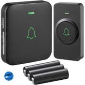 تصویر زنگ درب بی سیم برند AVANTEK بدون برق کار با باتری برد 300 متر 