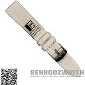 تصویر بند ساعت مچی چرم طبیعی PG ساده بدون دوخت سفید سایز 18 