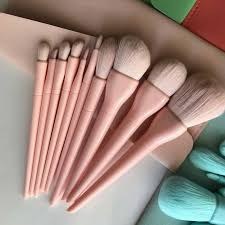 تصویر ست براش 10 تکه پاستیلی - صورتی 