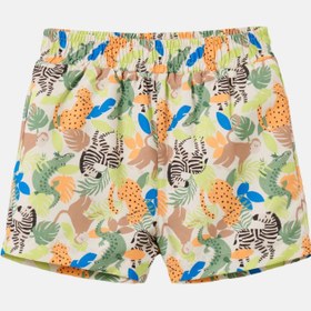 تصویر شلوارک کوتاه پسرانه طرح حیوانات، ترکیب رنگ سبز برند tchibo Kids Boy Animal Print Short, Green Combo