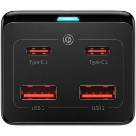 تصویر شارژر رومیزی 4 پورت بیسوس مدل PowerCombo PSZM000401 100W Baseus PowerCombo PSZM000401 100W 4-Port Desktop Charger