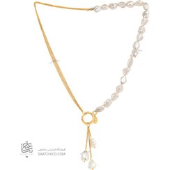 تصویر گردنبند طلا دست ساز با مروارید باروک کد XN405 