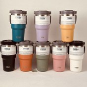 تصویر تراول ماگ دسته دار فلزی برند TYESO تایسو حجم 600 میلی لیتر 