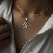 تصویر گردنبند راکت تنیس نقره 