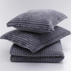 تصویر مرینو - پتو سه تکه دو لایه به رنگ خاکستری تیره برند merinos Merino - Dark Gray Double 3 Piece Blanket