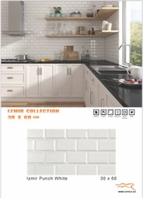 تصویر ازمیر Izmir – کاشی ازمیر آجرنما سفید براق 30×60 – کاشی چلسی Chelsea Tile 