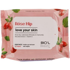 تصویر دستمال مرطوب بیول مدل Rose Hip بسته 20 عددی 