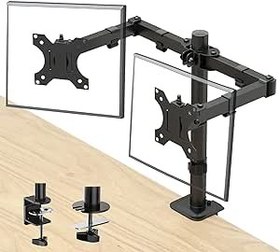 تصویر پایه روی میز مانیتور پایه دو بازویی، بازوی مانیتور فول موشن Necomi با فنر گازی برای پایه رومیزی مانیتور بدون پانچ 15 تا 30 اینچی (تا 24 کیلو گرم را نگه می دارد) - ارسال 20 روز کاری Monitor Desk Mount Double Arm Stand, Necomi Full Motion Monitor Arm with Gas Spring for 15 to 30 Inch No-Punch Monitor Desktop Stand(Holds up to 24kG)