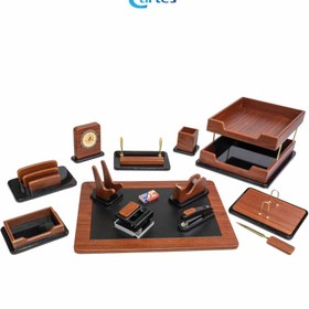 تصویر ست رومیزی مدیریتی 15 تیکه قائم کد 315P رنگ مشکی هایگلاس ا Ghaem 315P Leather 15 Pieces Desktop Office Set Ghaem 315P Leather 15 Pieces Desktop Office Set