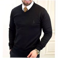 تصویر ژاکت مردانه یقه هفت مشکی و سورمه ای 