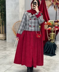 تصویر کت و سارافون زنانه یلدایی کبریتی ریز و ریما فری سایز 