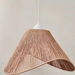 تصویر لوستر آویز سقفی مکرومه بافی چوبی 