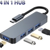 تصویر هاب 4 پورت USB-C 3.1 مدل P-NET T-3612 USB Hub 4 Ports Aluminum USB-C to USB 3.1 for MacBook Pro, Air, iPad Pro P-NET T-3612