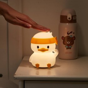 تصویر چراغ خواب طرح اردک نشسته Lamp Usb Cartoon Pat Light Duck Silicone Table