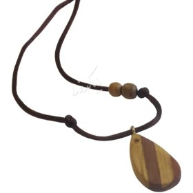 تصویر گردنبند چوبی مدل اشک 